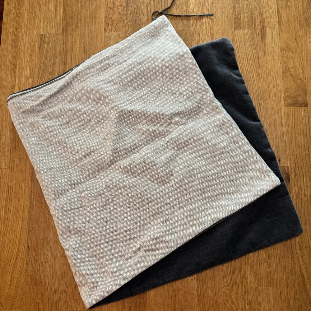 Restoration Hardware Vintage Velvet and Belgian Linen Contrast Pillow Cover